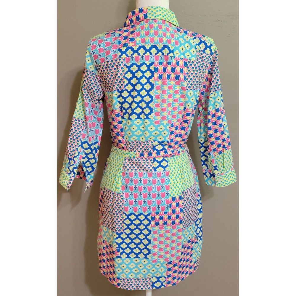 Talbots Island Patchwork Belted Shirt Dress - Picture 2 of 7